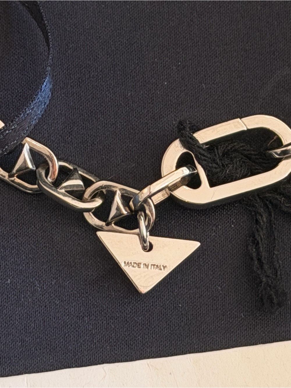 PRADA Triangle Charm Chain Silver Brass Necklace With Clasp - Picture 8 of 13